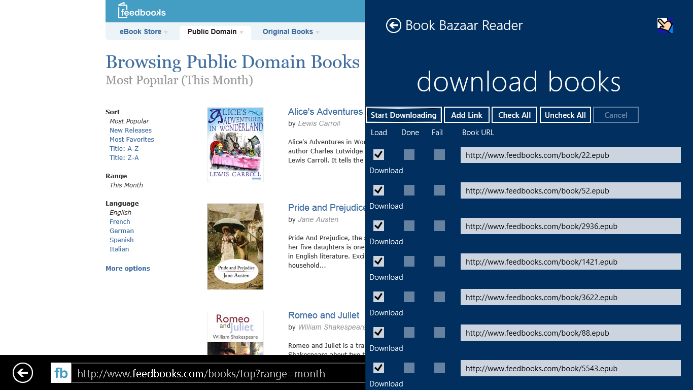 Share books from the browser